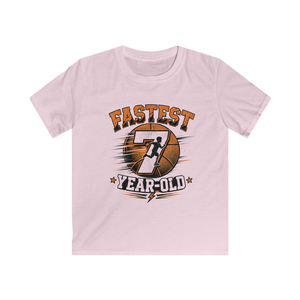 Kids Basketball 'Fastest 7 Year-Old' Sports Birthday Shirt