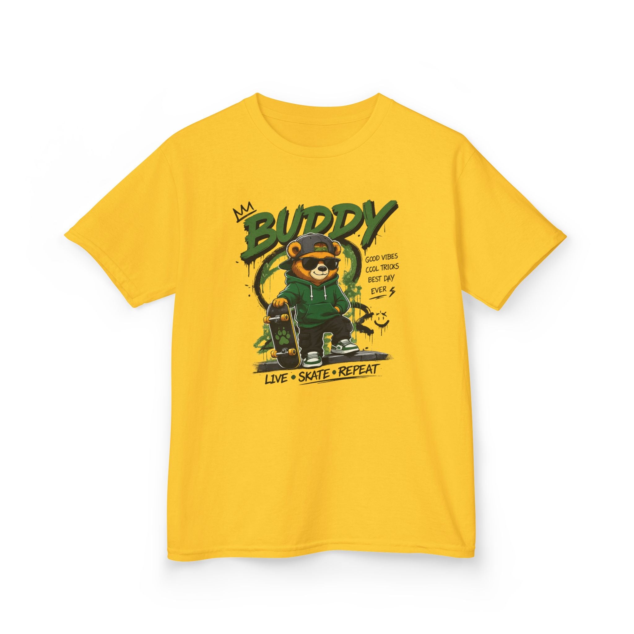 Kids Skateboard Tee "Buddy" Graphic Live • Skate • Repeat Boys and Girls Graphic Tee