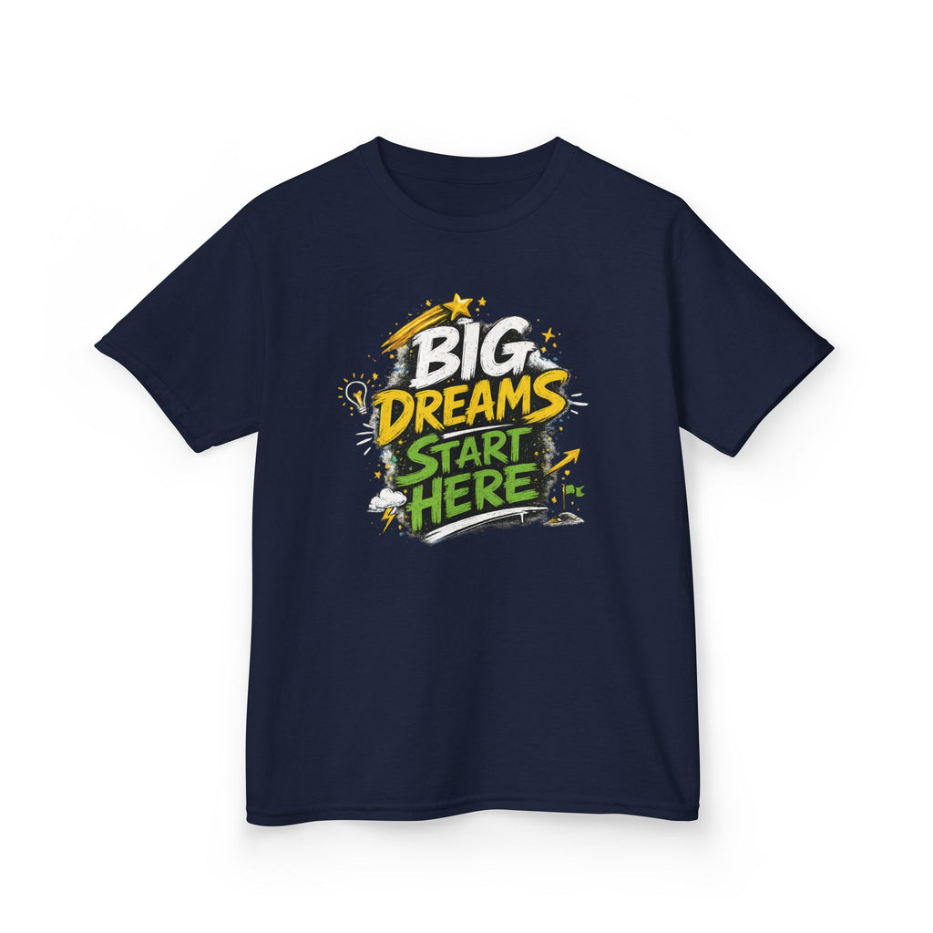 School Kids Tee "Big Dreams Start Here" Motivational Graphic Shirt