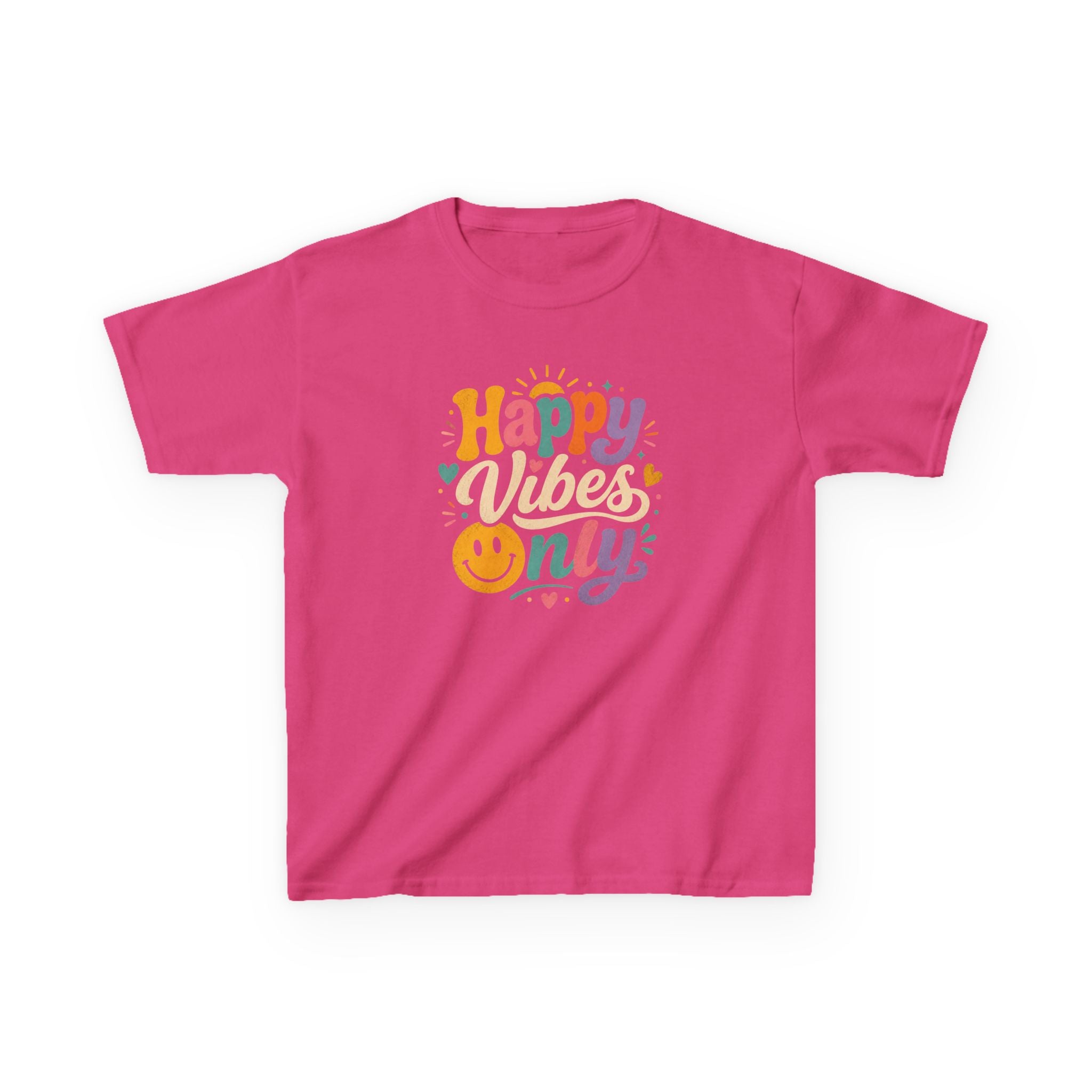 Kids T-Shirt "Happy Vibes Only" Cute Colorful Smiley Tee