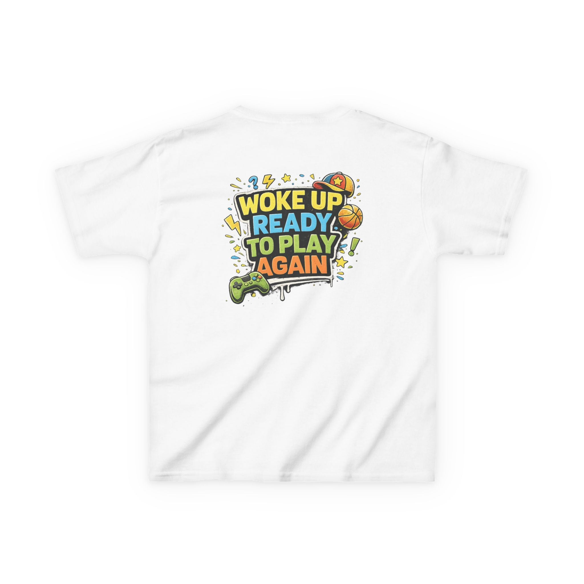 Kids Tee "Woke Up Ready to Play Again" Gamer Girls and Boys Graphic Tees