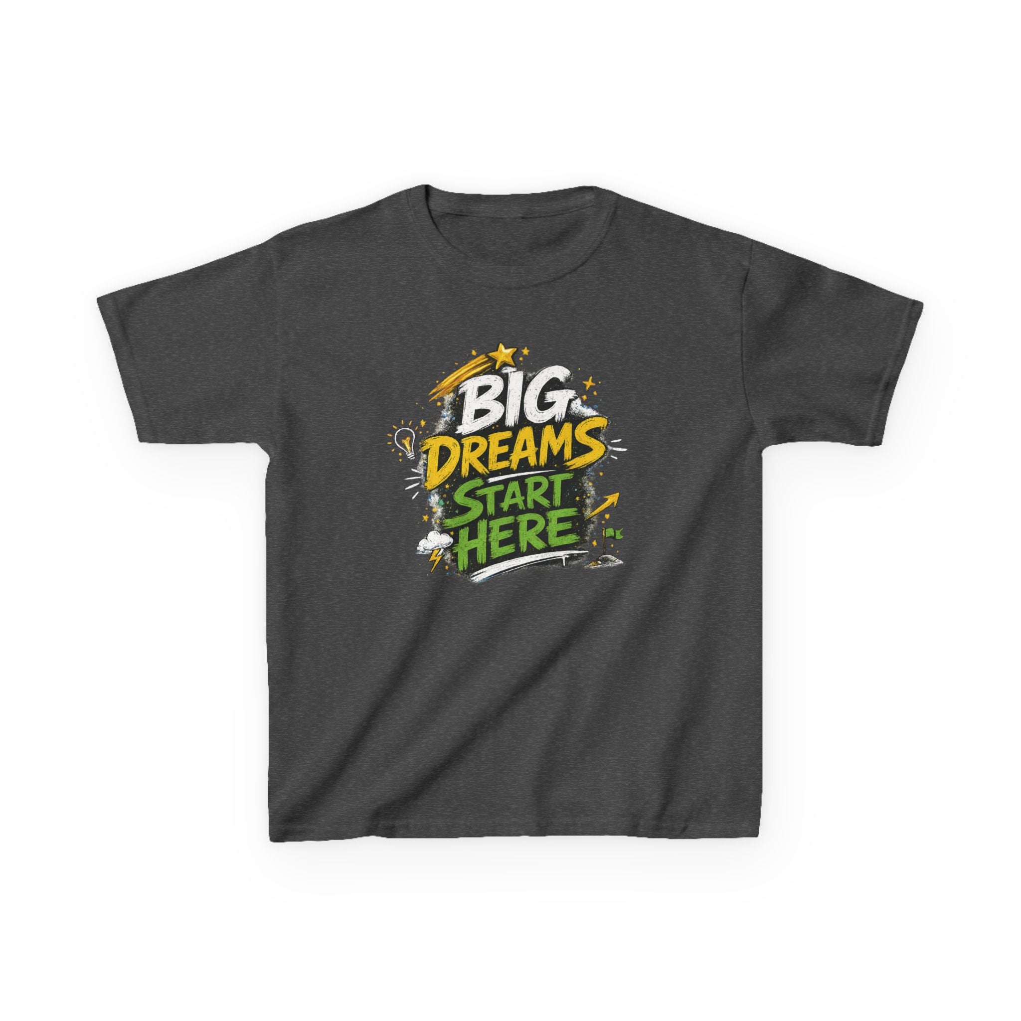 School Kids Tee "Big Dreams Start Here" Motivational Graphic Shirt