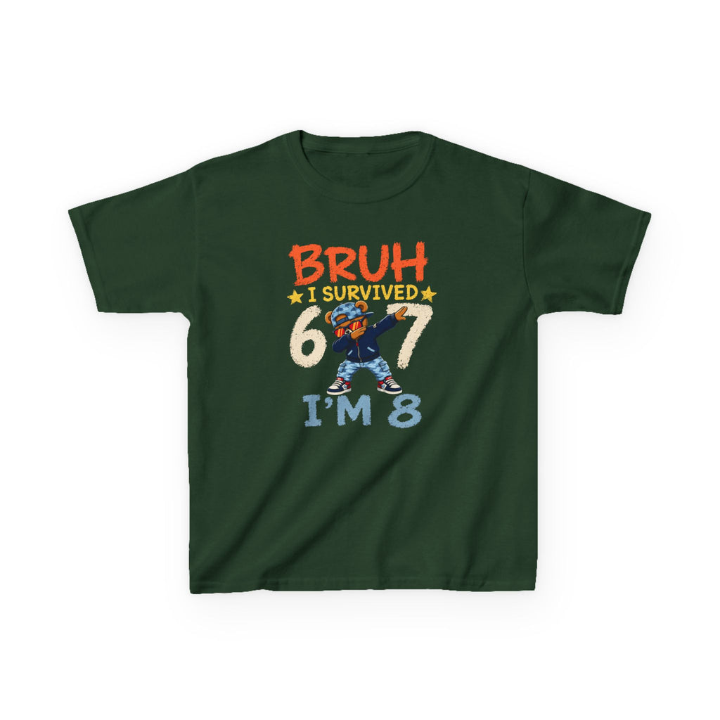 "Bruh I survived 6 7" " I'M 8" Boys Graphic kids Birthday T-Shirt Design