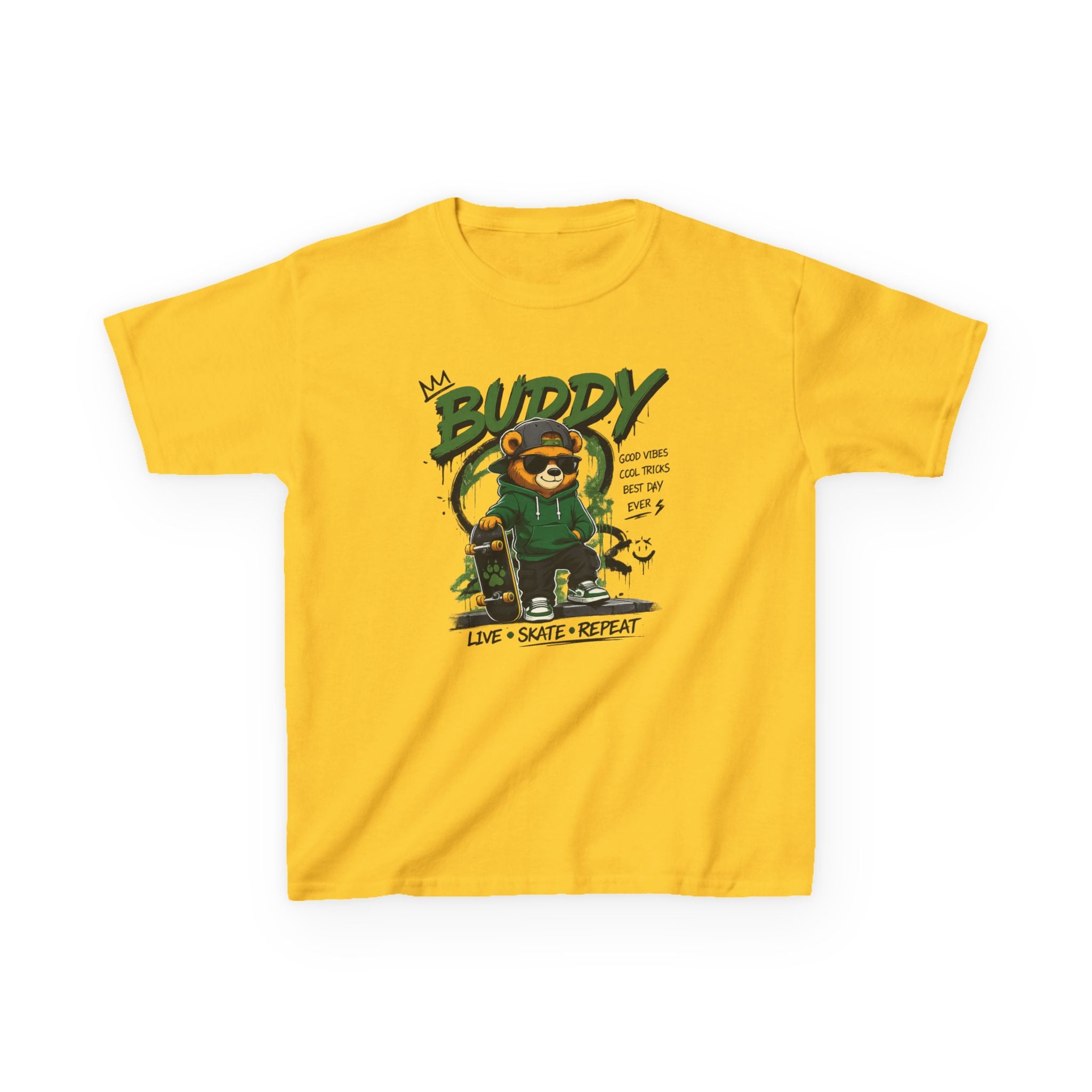 Kids Skateboard Tee "Buddy" Graphic Live • Skate • Repeat Boys and Girls Graphic Tee