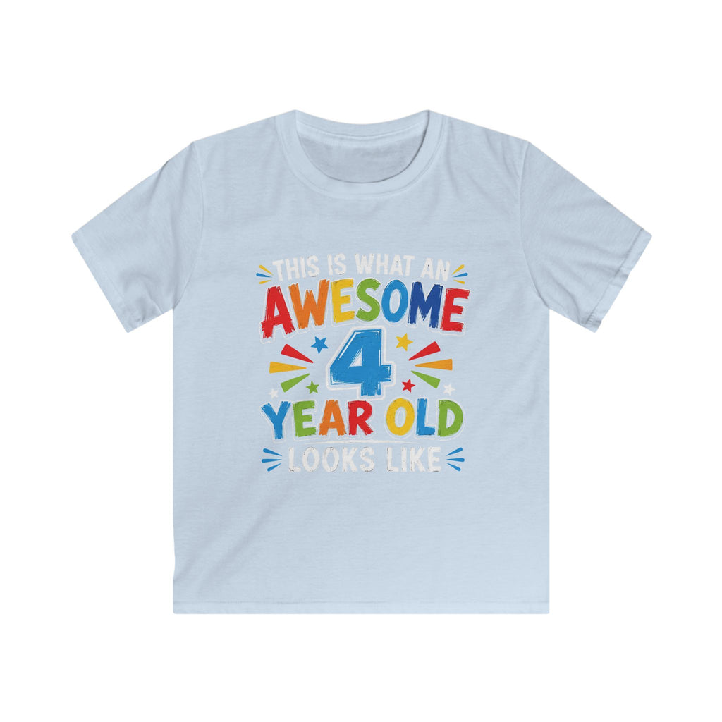 "This Is What An Awesome 4 Year Old Looks Like" Kids Birthday T-Shirt