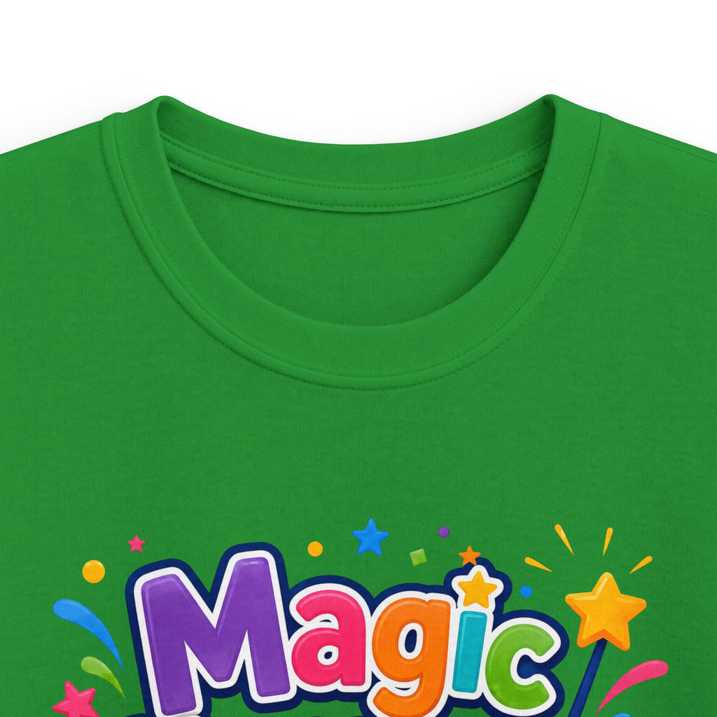 Kids Tee "Magic Happens at Five" Colorful Birthday Shirt