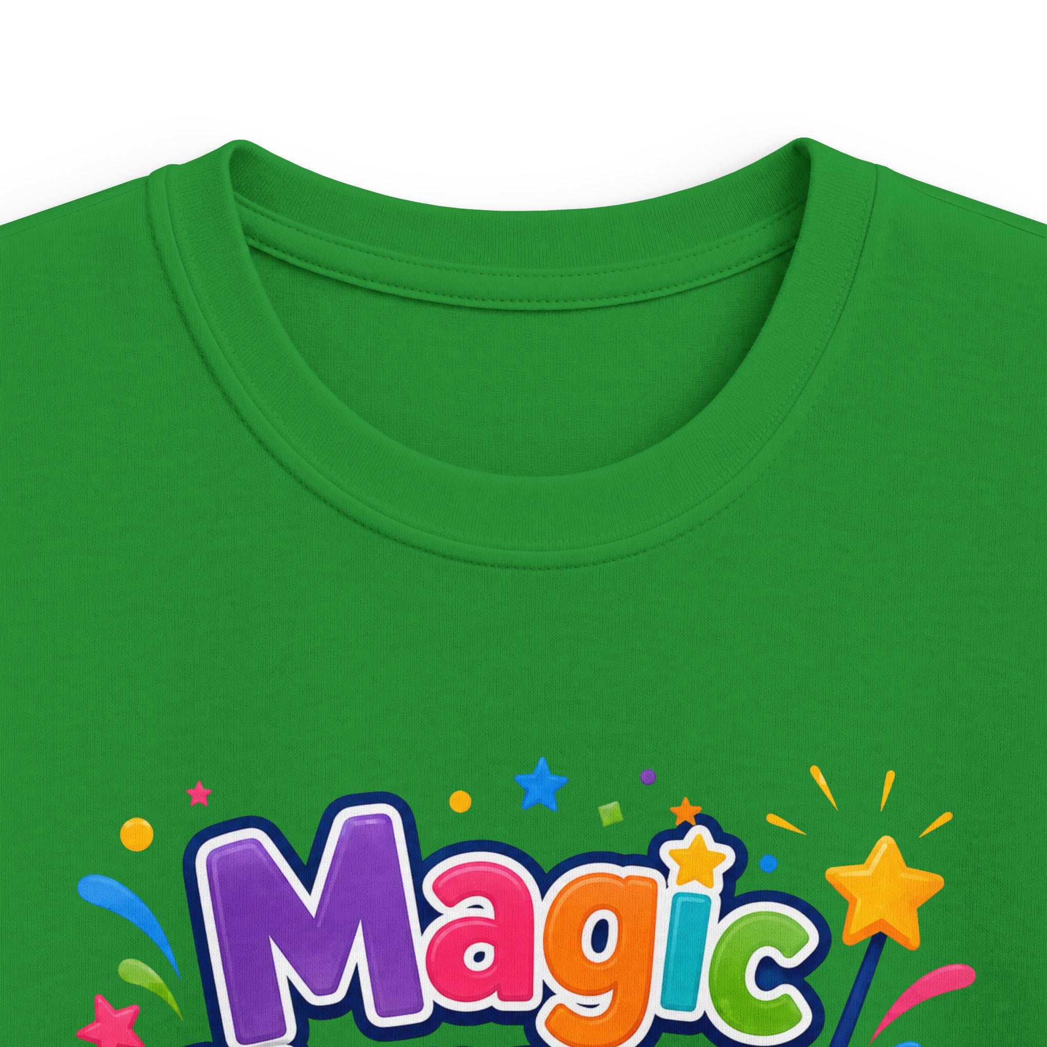 Kids Tee "Magic Happens at Five" Colorful Birthday Shirt