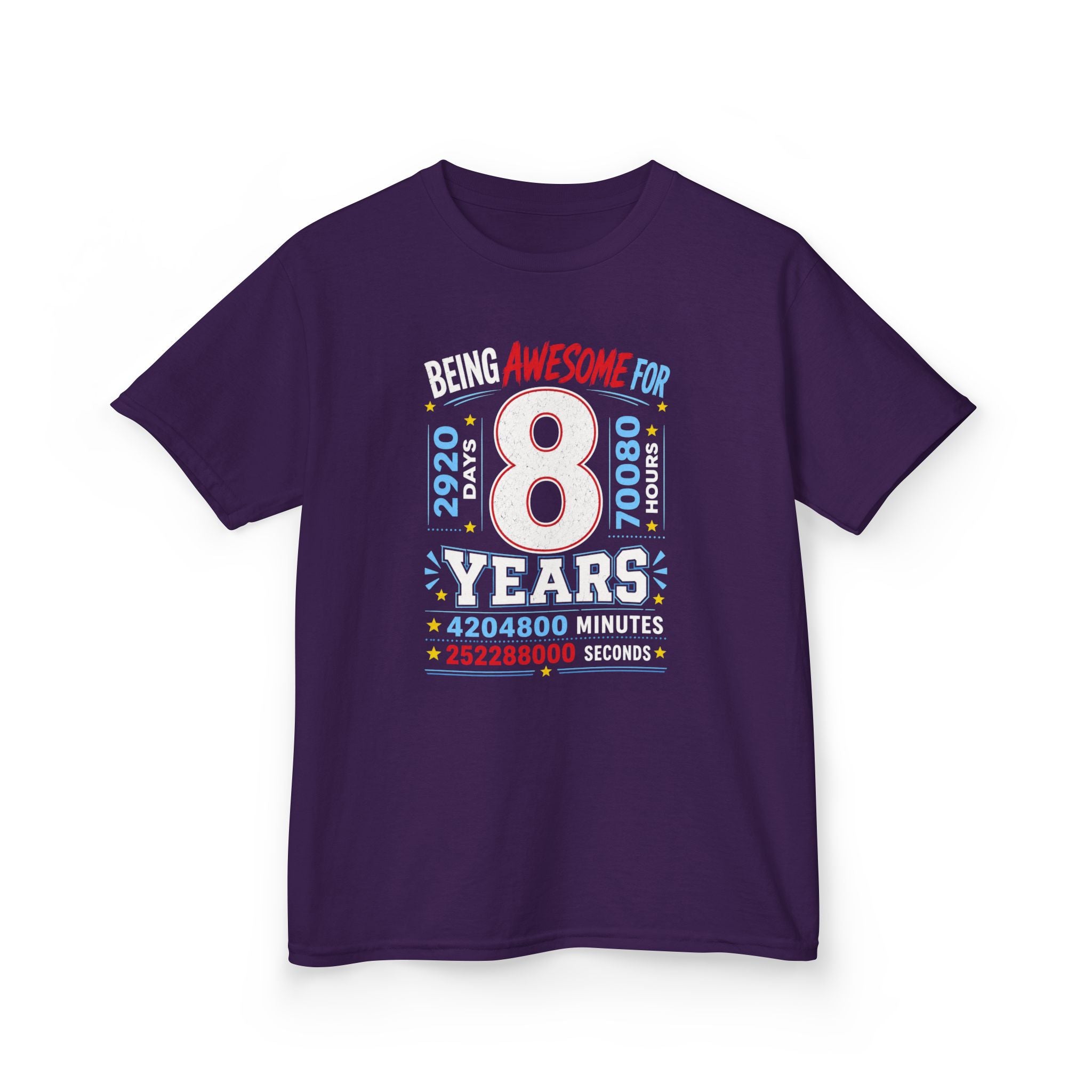 " Being Awesome For 8 Years" Graphic kids Birthday T-Shirt Design