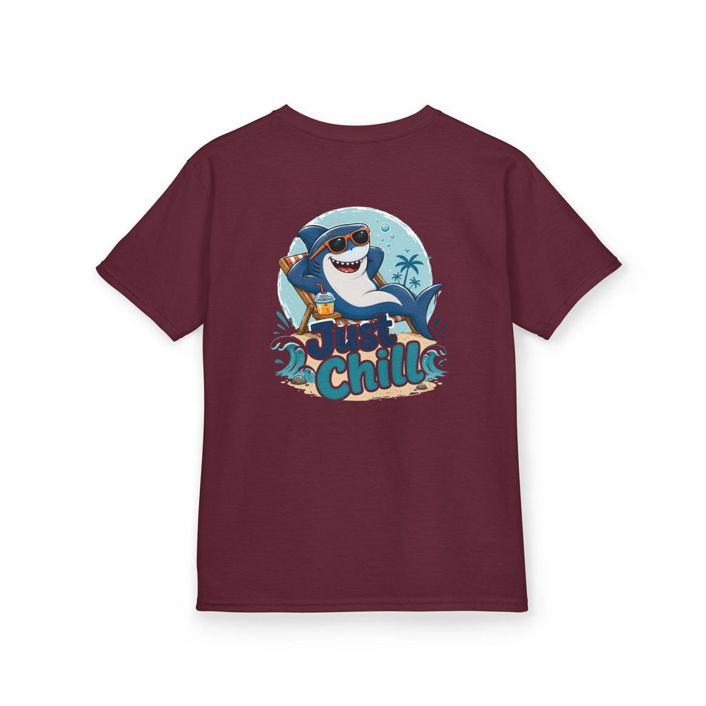 Kids Tee 'Just Chill' Surfing Shark Girls and Boys Graphic