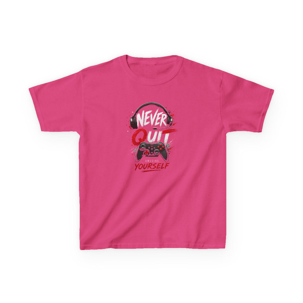 "Never Quit Gaming" Motivational Gamer Controller & Headset T-Shirt Design