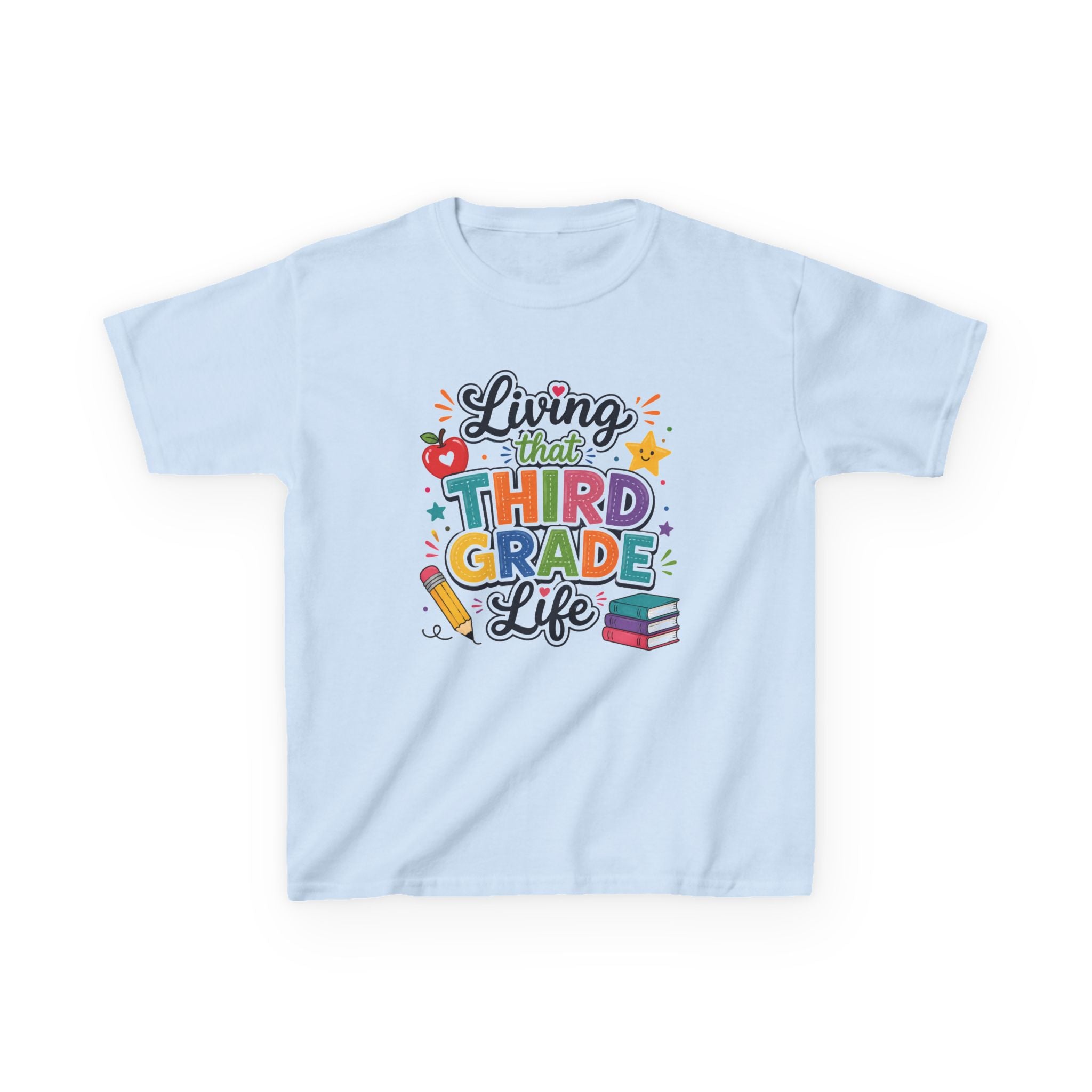 Kids "Living That Third Grade Life" T-Shirt Girls & Boys Colorful Back-to-School Tee