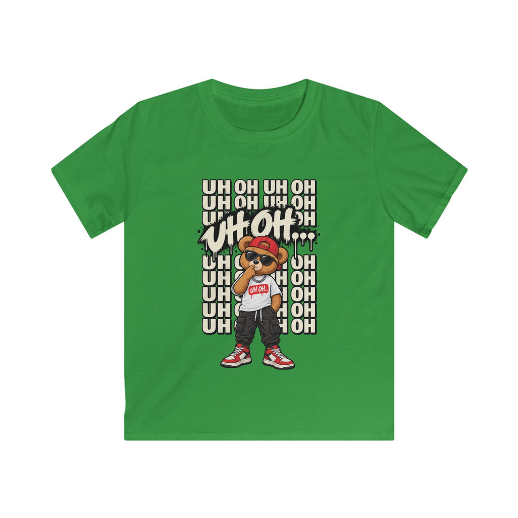 Kids Bear Graphic Tee "Uh Oh" Streetwear Hip-Hop Shirt