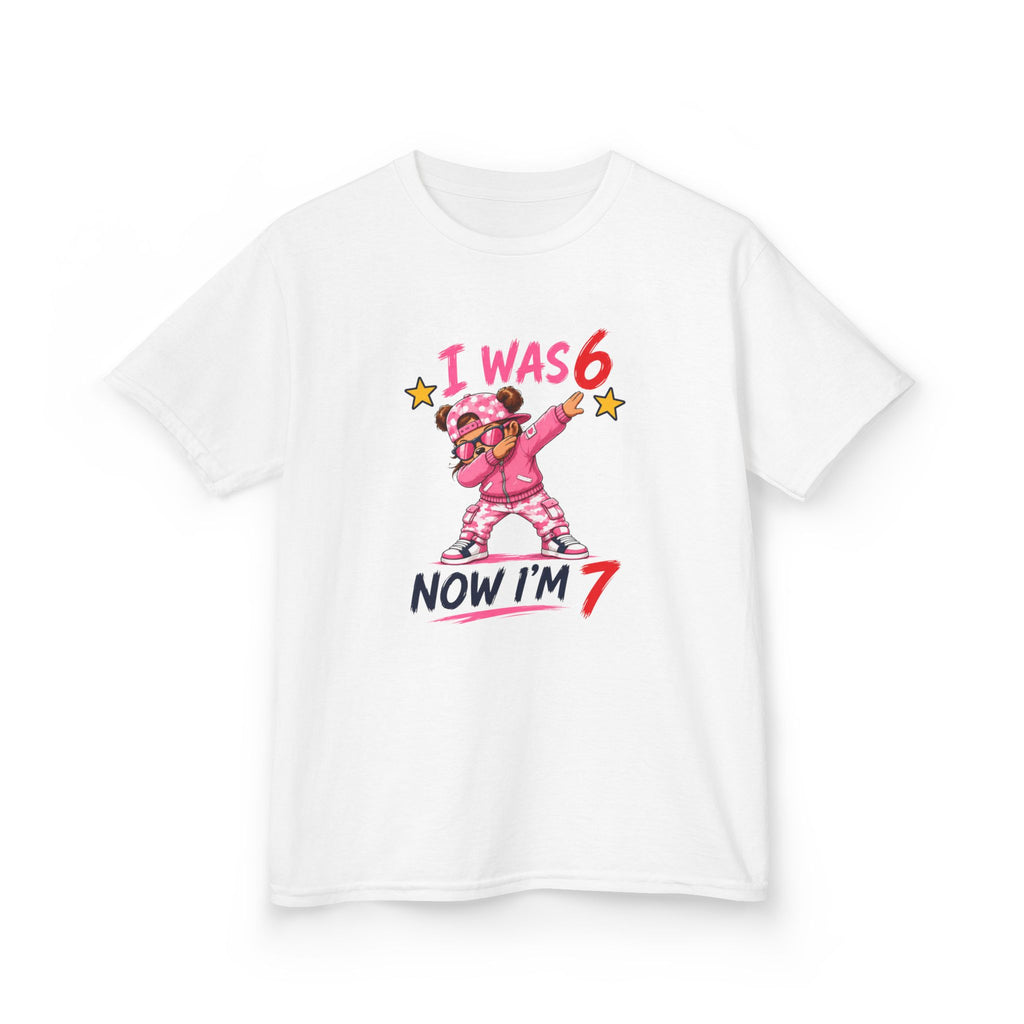 " I was 6 Now I'm 7" Girls Graphic kids Birthday T-Shirt Design