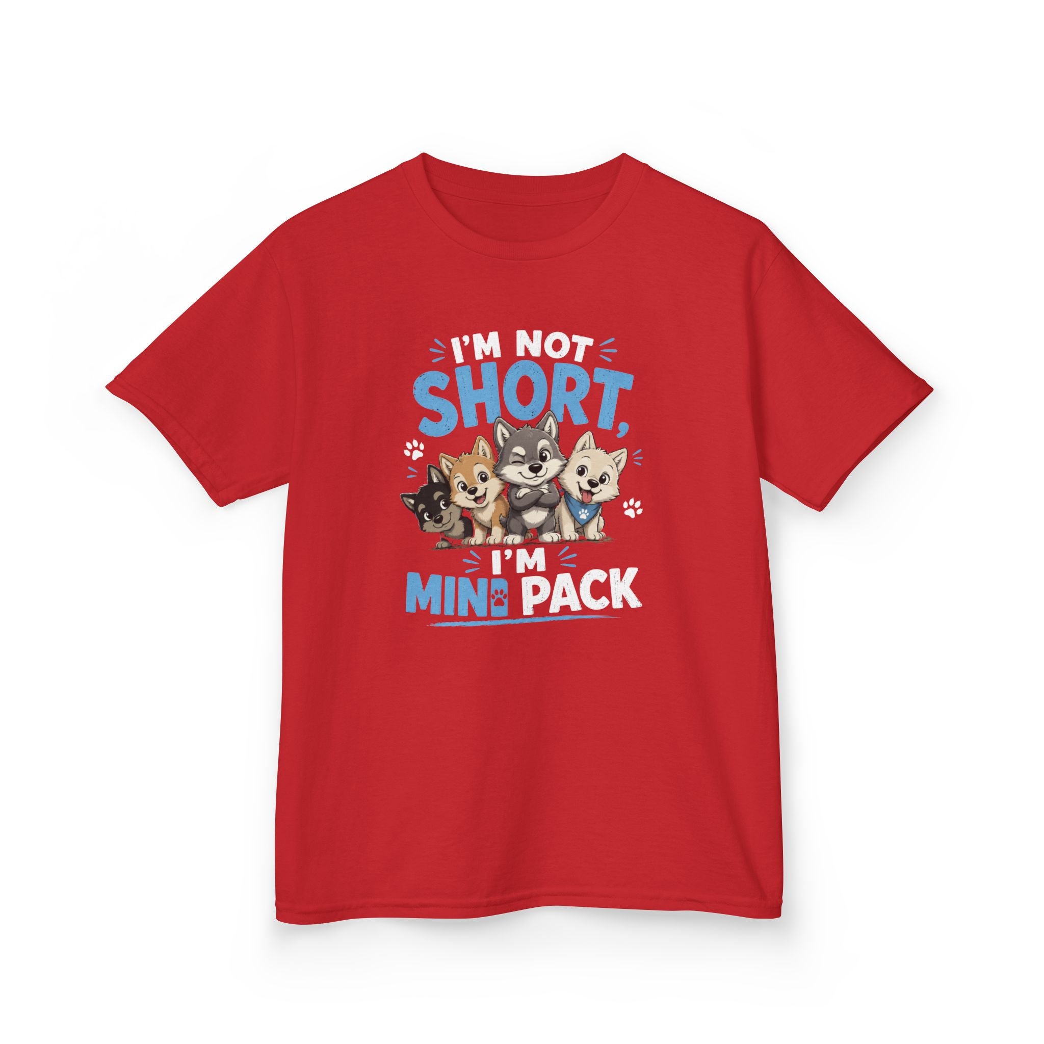Kids Tee "I'm Not Short, I'm Mini Pack" Cute Husky Puppy Shirt
