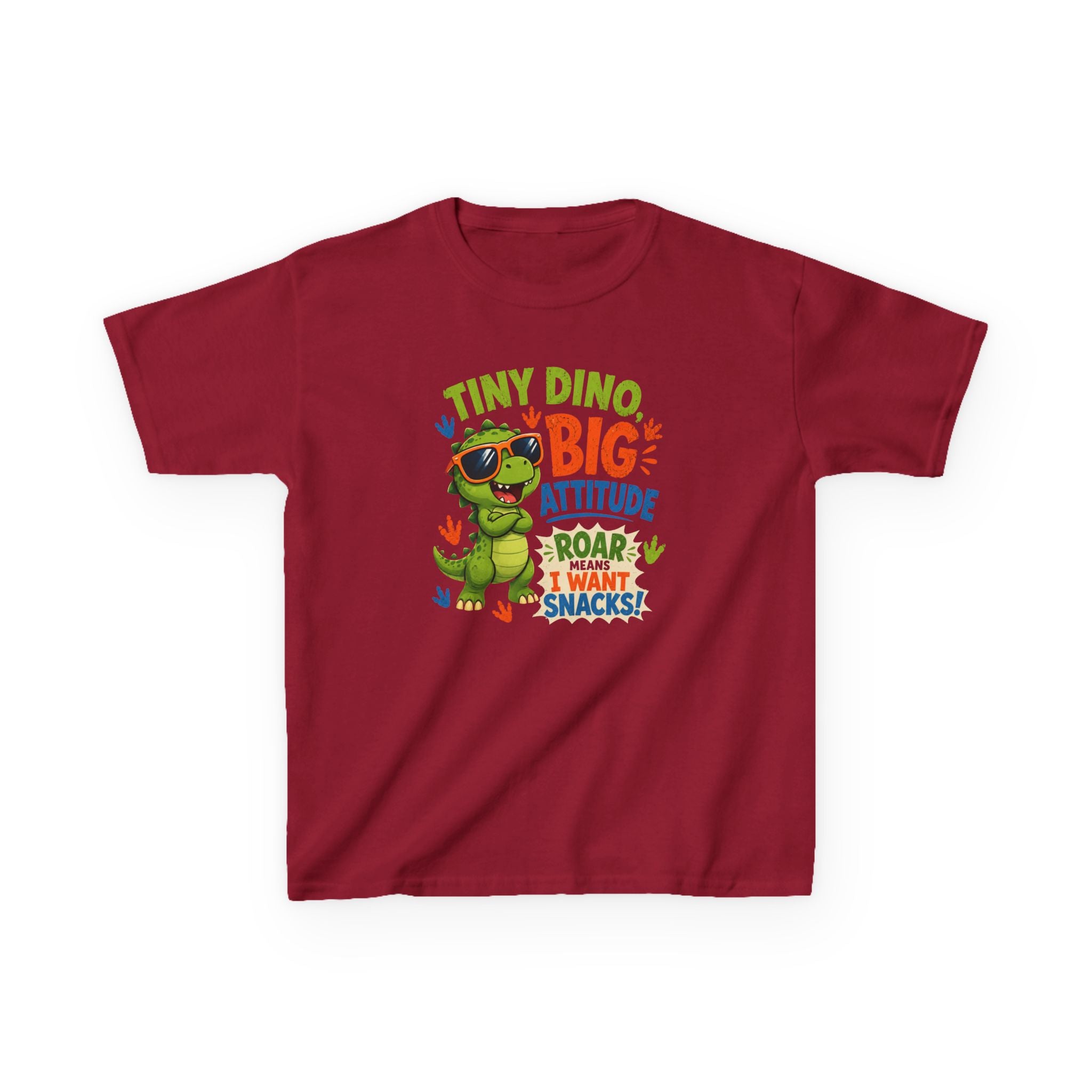 Kids T-Shirt "Tiny Dino, Big Attitude: Roar I Want Snacks" Cute Dino Tee