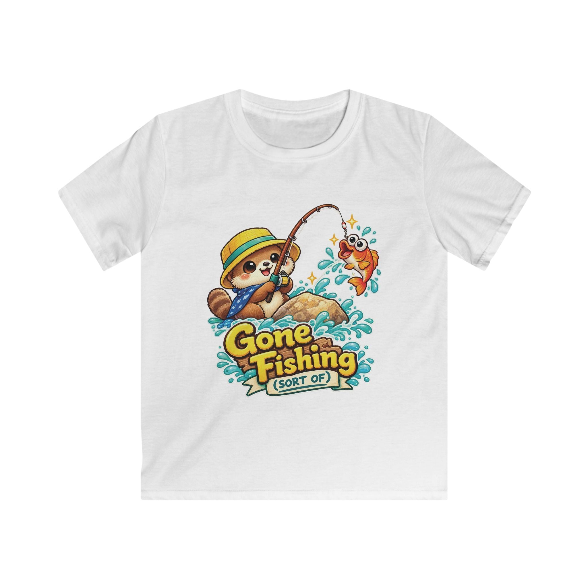 Kids Tee Cute Bear 'Gone Fishing' Graphic Tee for Boys & Girls