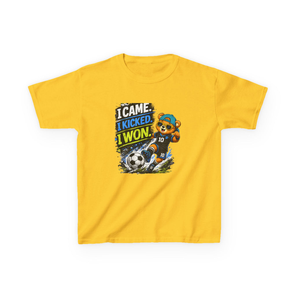 I Came. I Kicked. I Won. Soccer | Kids Sports Graphic T-Shirt