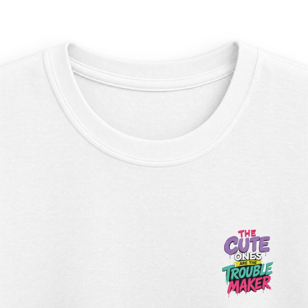 Cute Puppy & Kitten "The Cute Ones Are The Trouble Maker" Graphic Girls T-Shirt