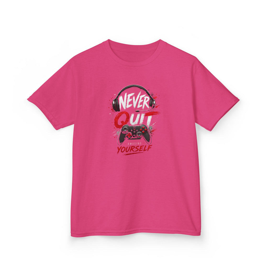 "Never Quit Gaming" Motivational Gamer Controller & Headset T-Shirt Design