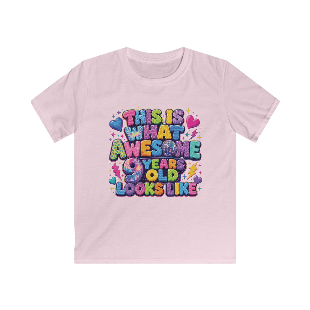 Kids Tee "This Is What Awesome 10 Years Old Looks Like" Colorful Birthday Shirt