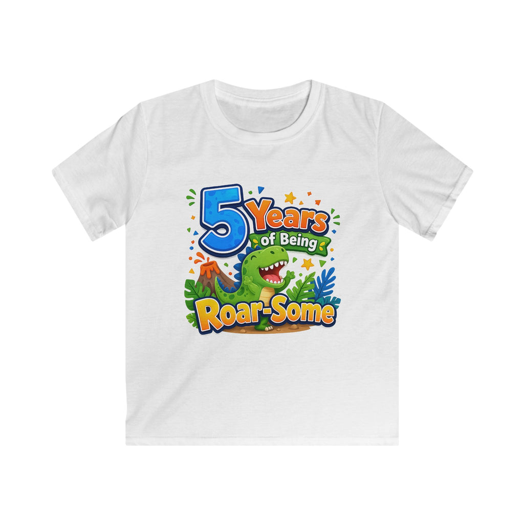 "5 Years of Being Roar-Some" Kids T-Shirt Dinosaur Birthday Tee