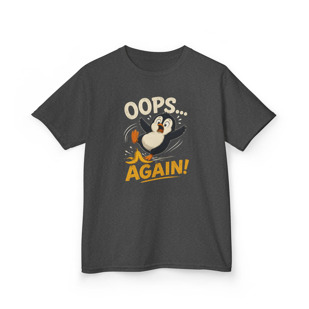 Kids Tee Cute Penguin "Oops... Again!" Funny Graphic T-Shirt