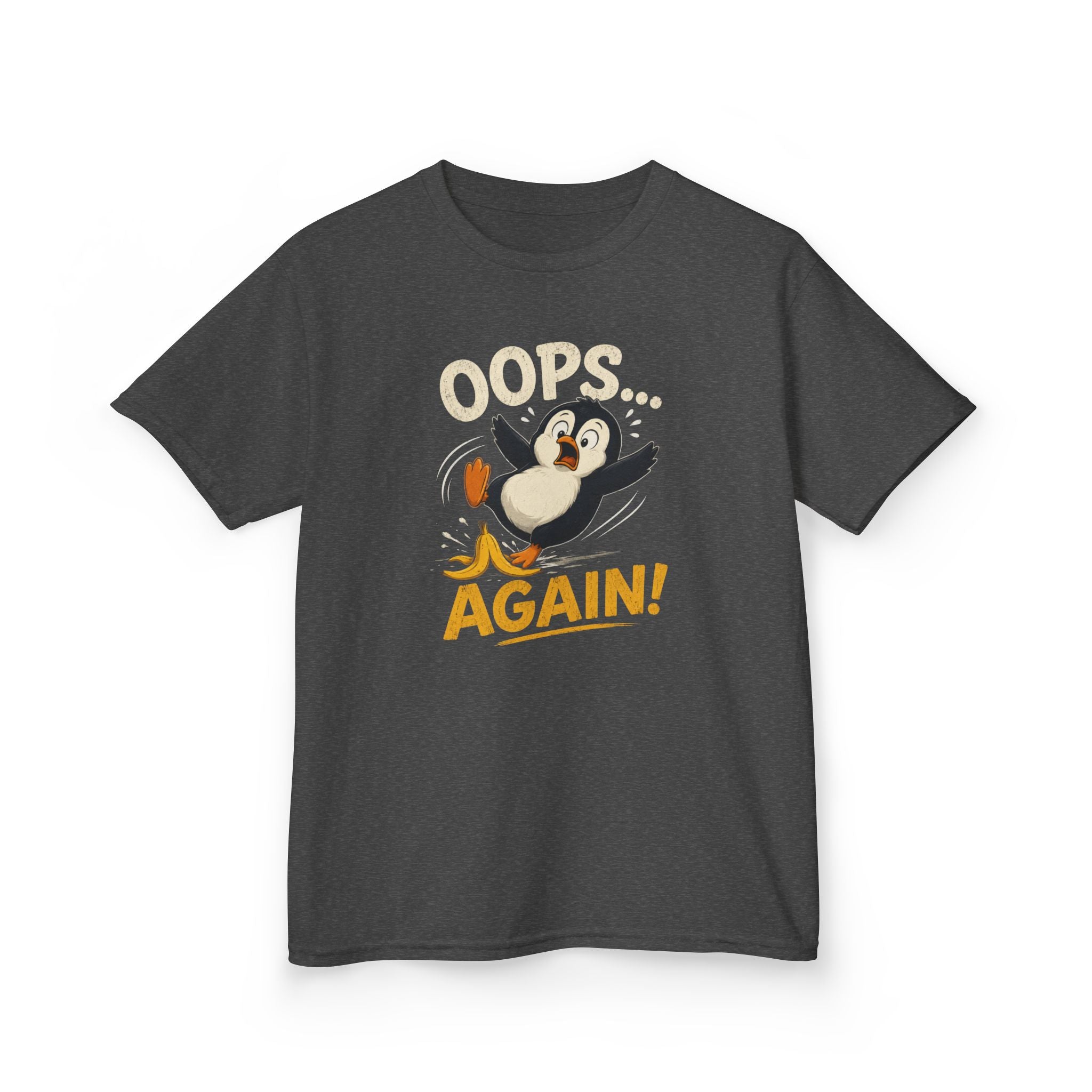 Kids Tee Cute Penguin "Oops... Again!" Funny Graphic T-Shirt