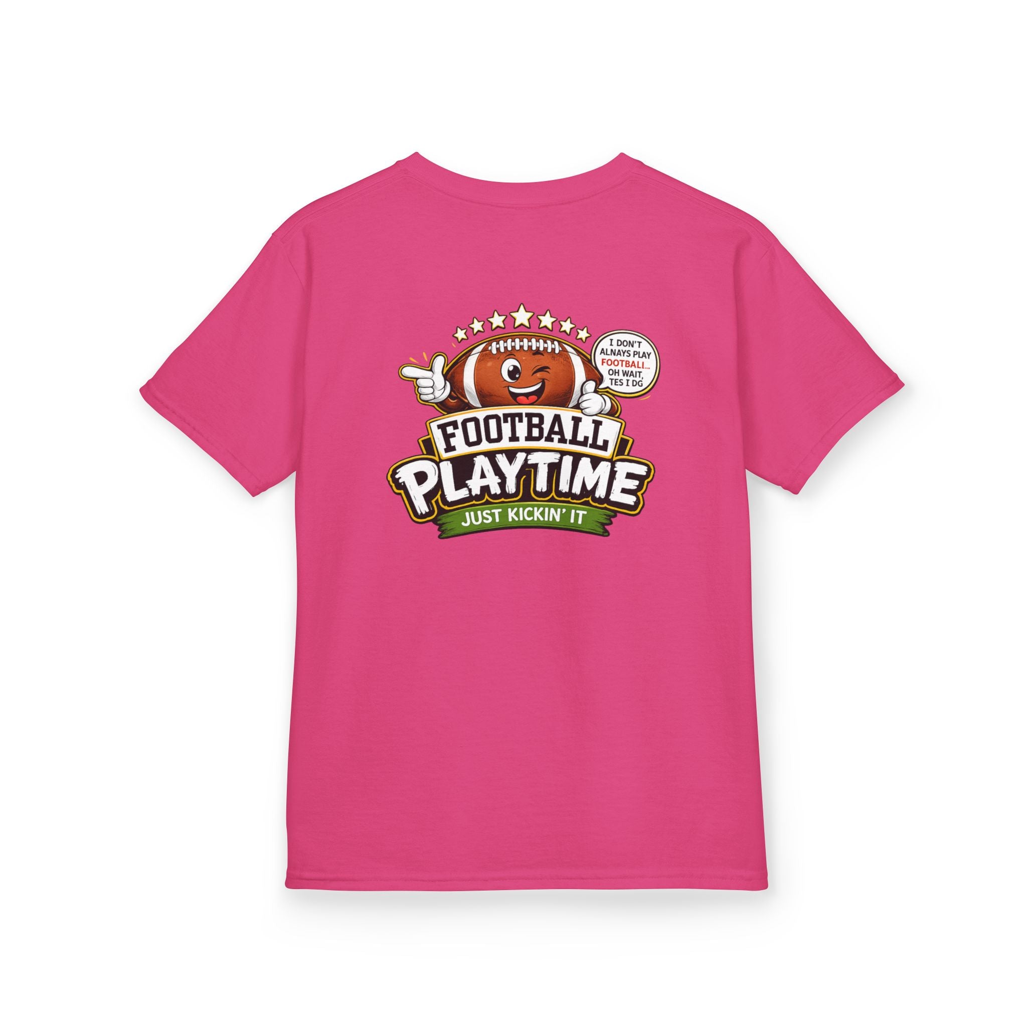 Football Playtime – Just Kickin' It | Funny Football Cartoon Mascot sports Graphic Tee