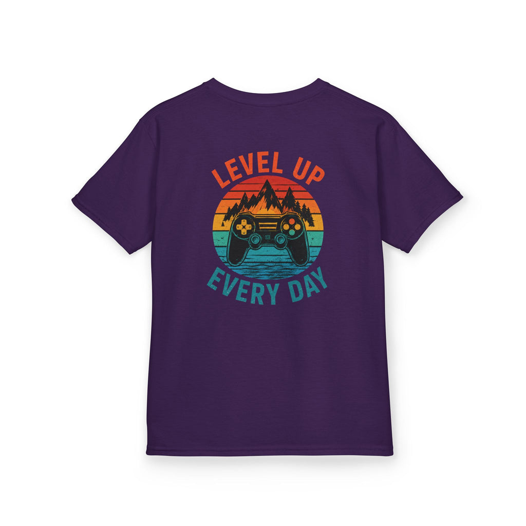 Kids Tee "Level Up Every Day" Retro Gamer Graphic