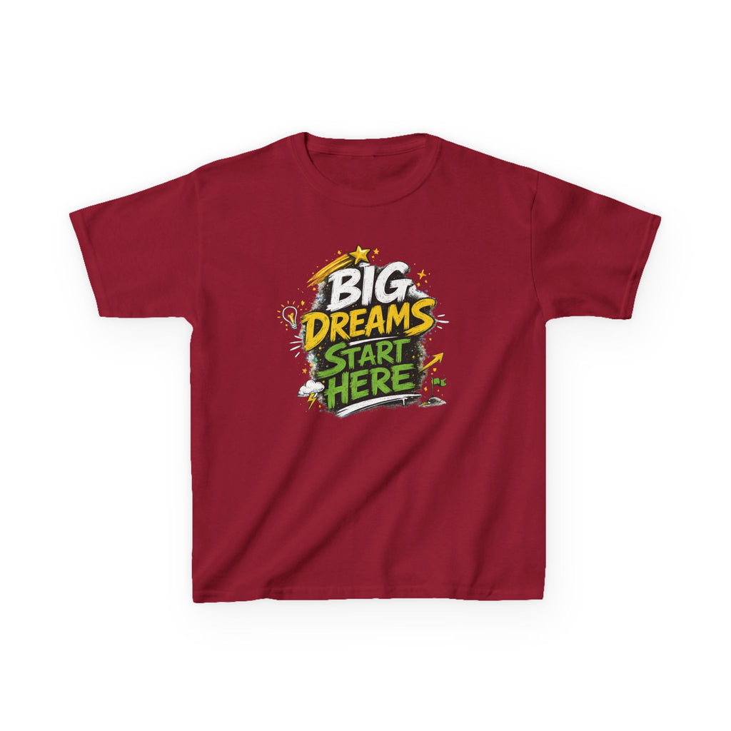 School Kids Tee "Big Dreams Start Here" Motivational Graphic Shirt