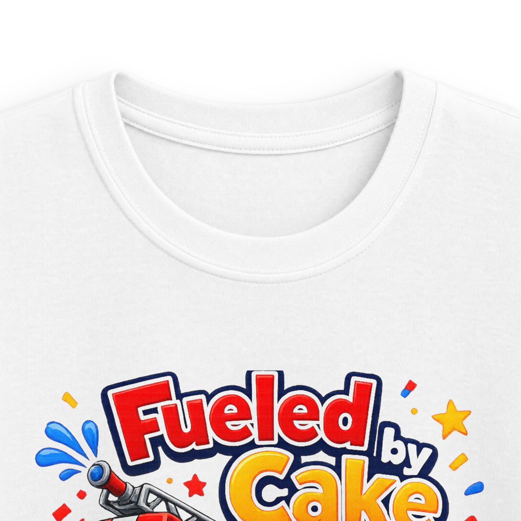 Kids Birthday T‑Shirt 'Fueled by Cake Turning 5' Fire Truck Tee