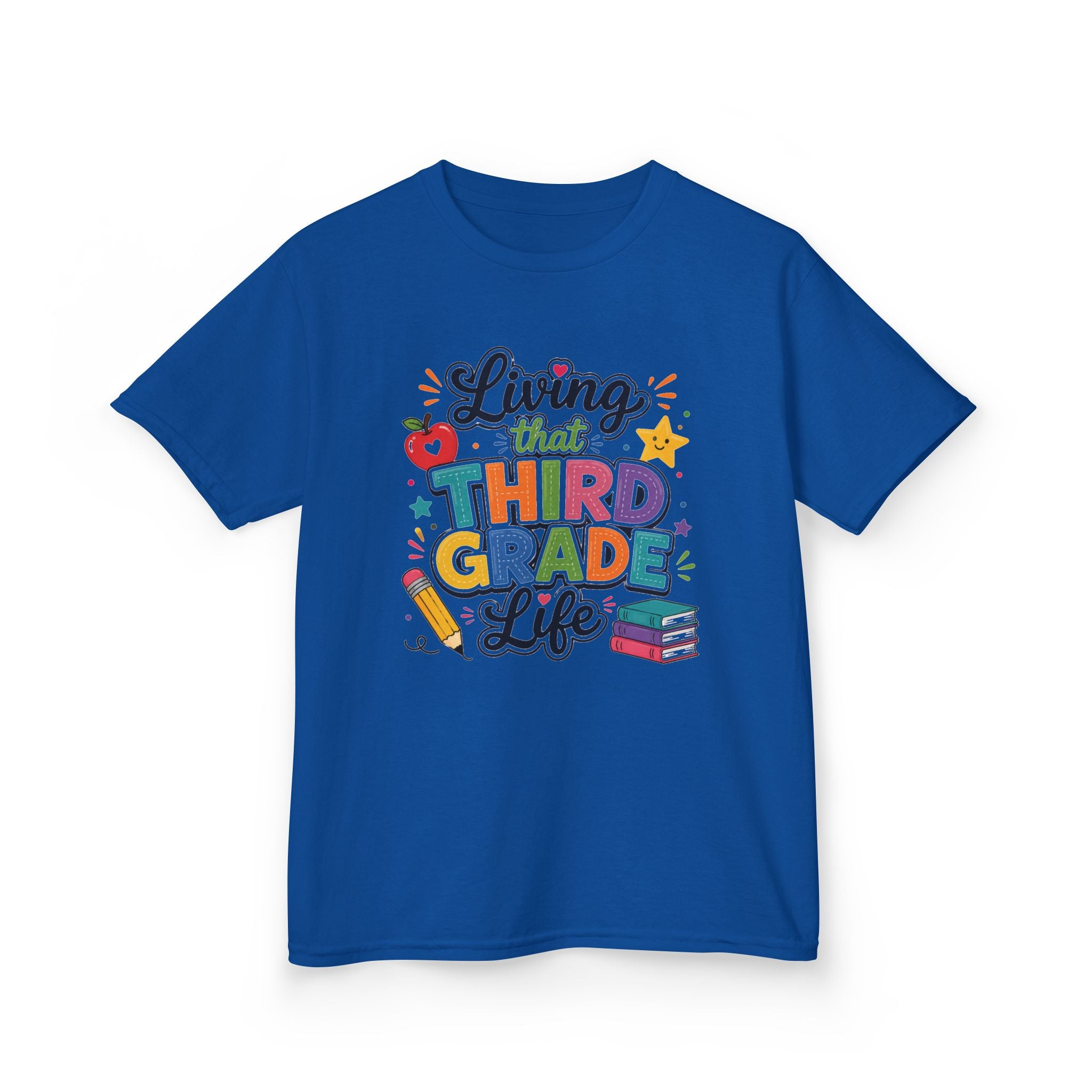 Kids "Living That Third Grade Life" T-Shirt Girls & Boys Colorful Back-to-School Tee