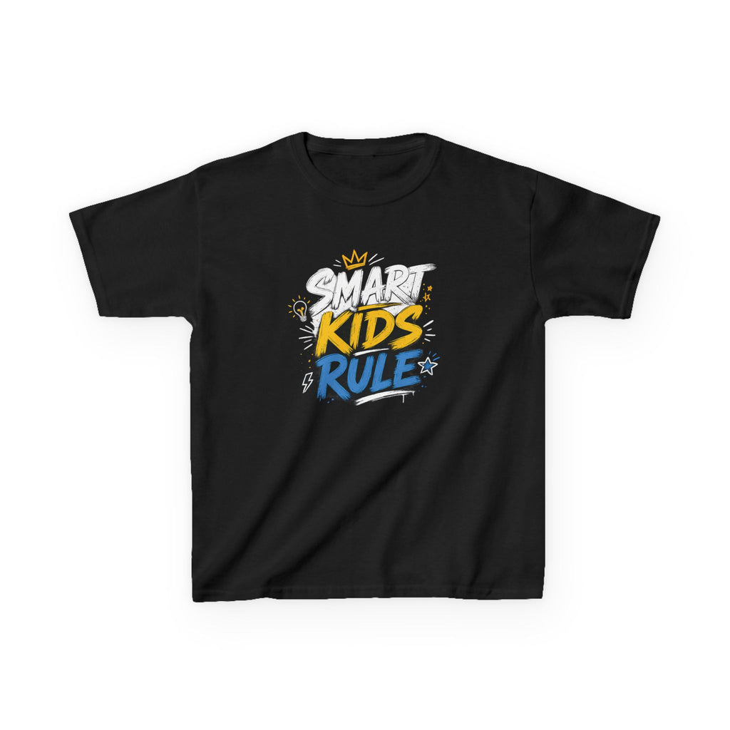 Kids Tee "Smart Kids Rule" Graphic T-Shirt for Back to School & Everyday Wear