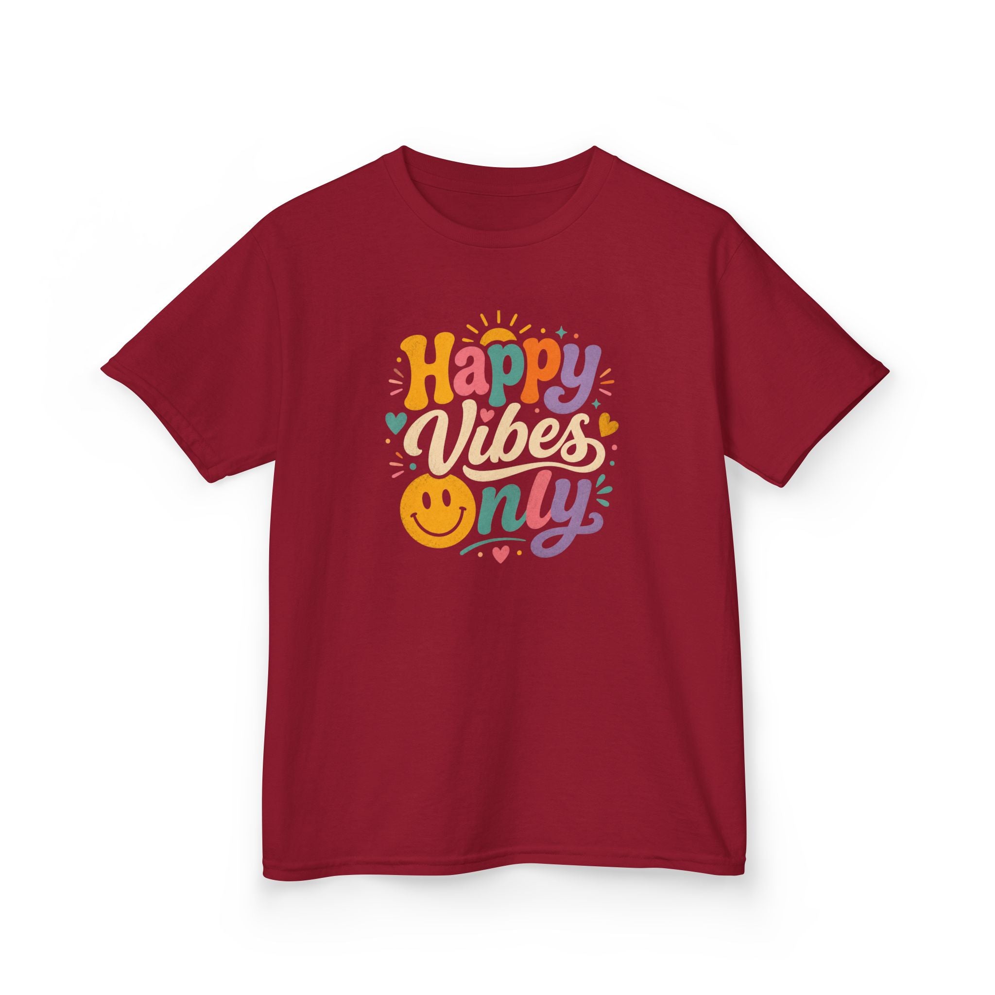 Kids T-Shirt "Happy Vibes Only" Cute Colorful Smiley Tee