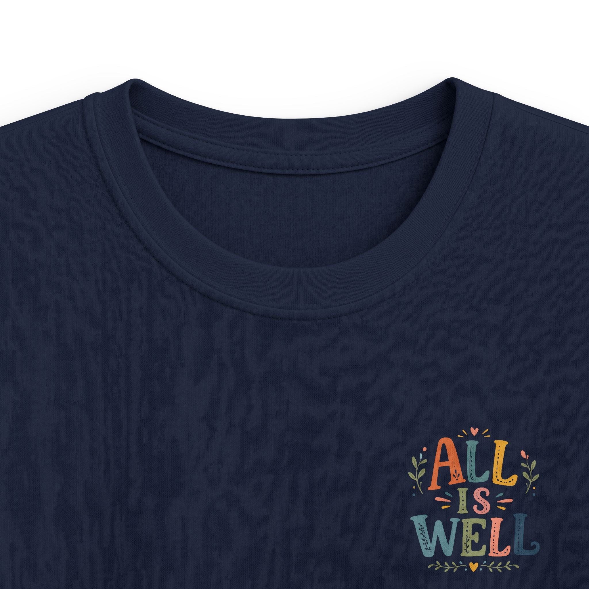 Kids Tee "All Is Well" Rainbow Pocket Motivational Graphic T-Shirt