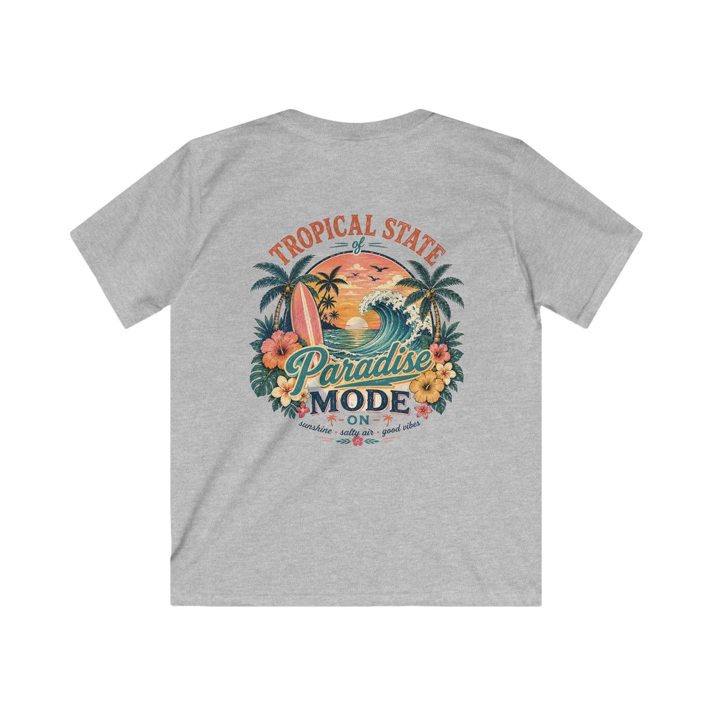 Kids Tropical Paradise Tee "Paradise Mode" Adventure Surf Graphic T-Shirt