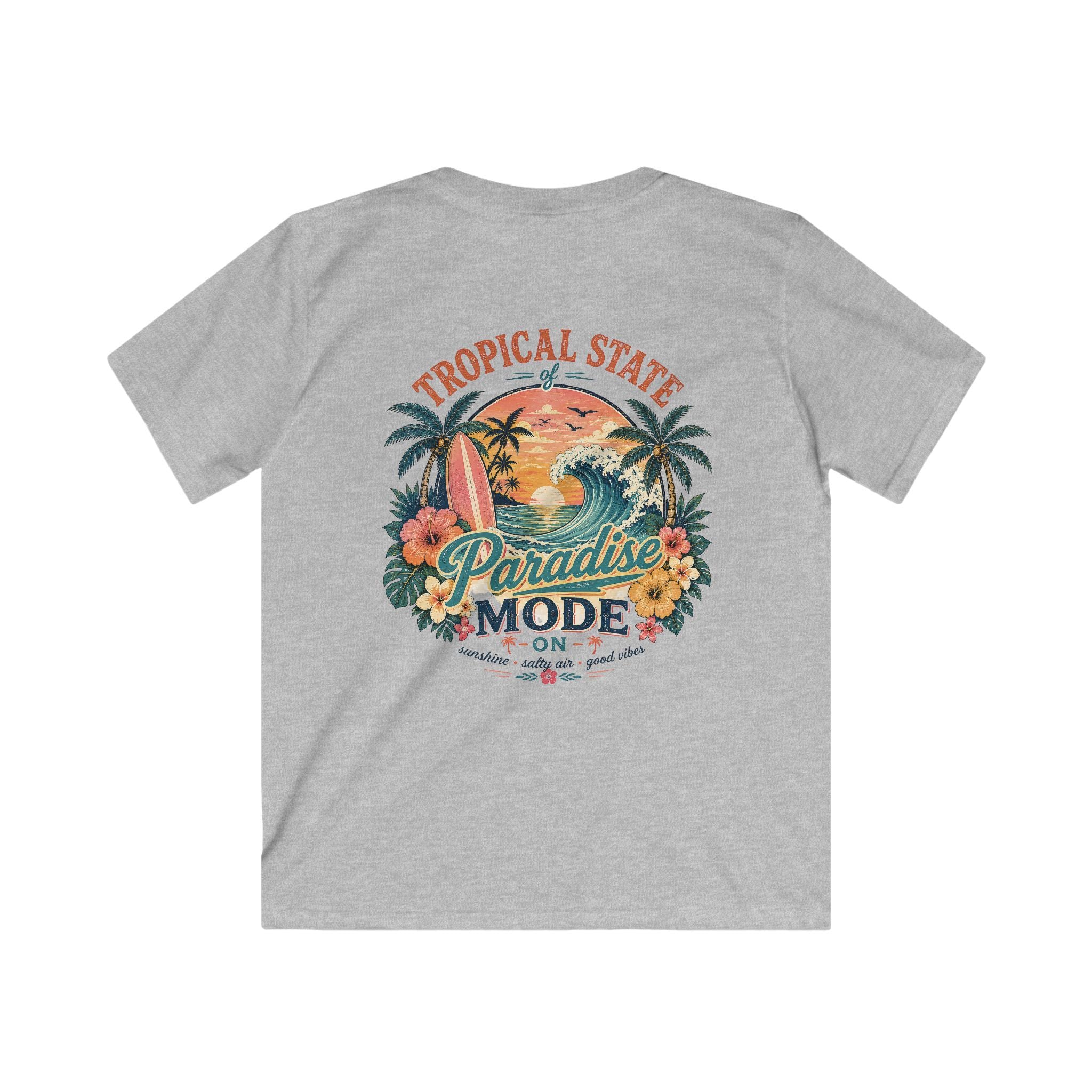 Kids Tropical Paradise Tee "Paradise Mode" Adventure Surf Graphic T-Shirt