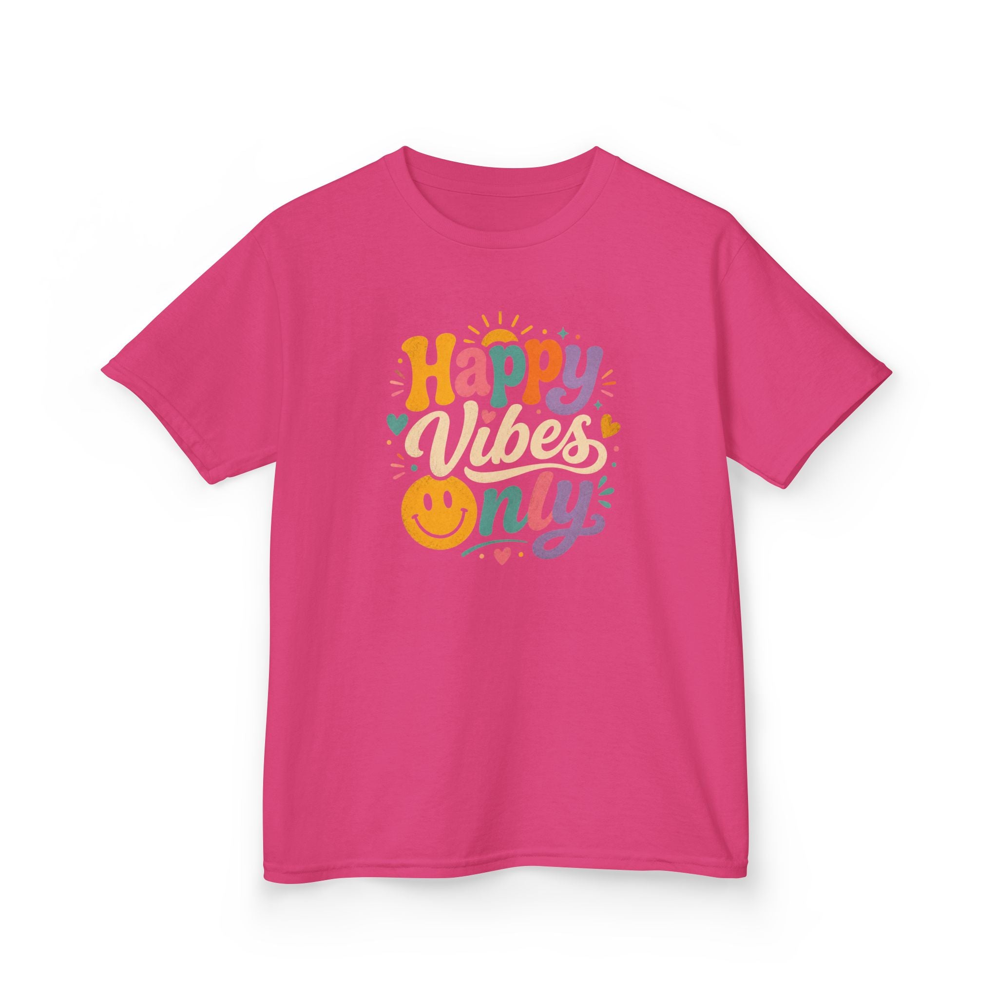 Kids T-Shirt "Happy Vibes Only" Cute Colorful Smiley Tee