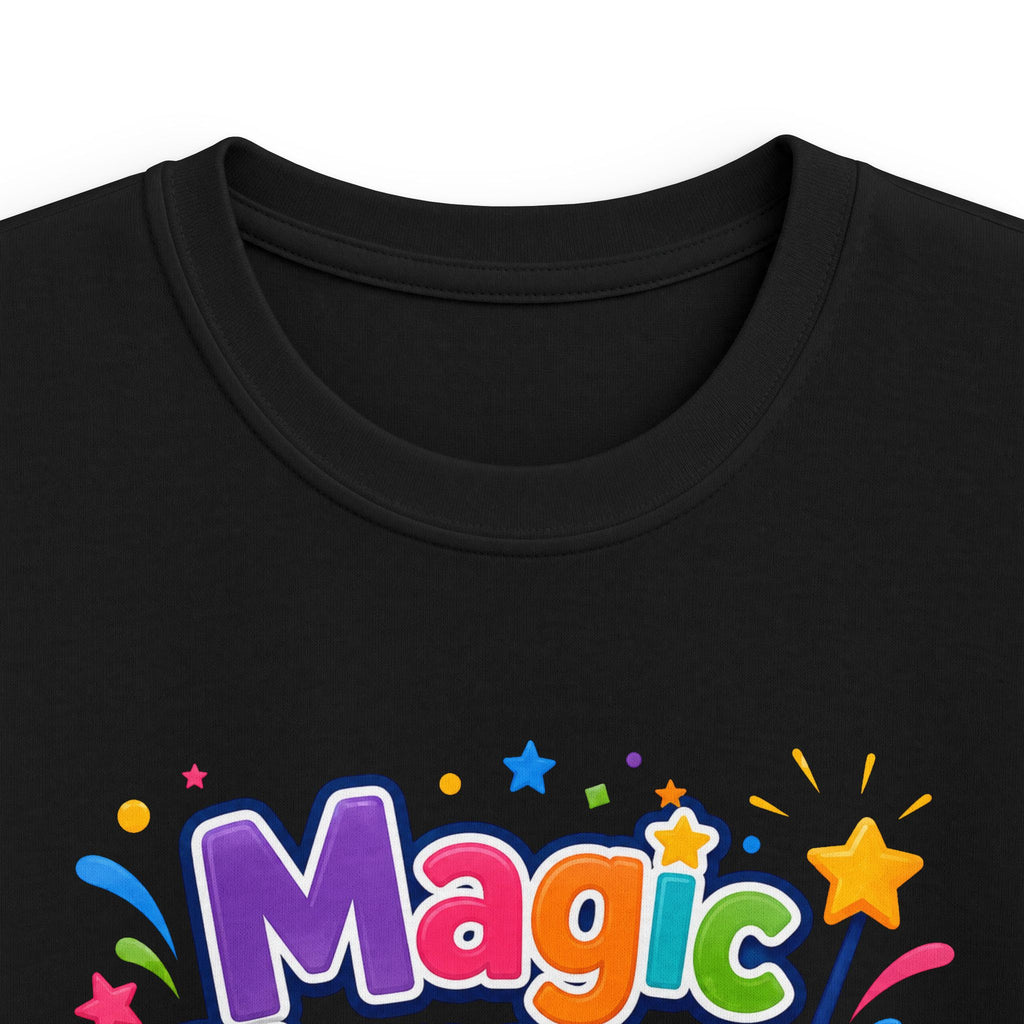 Kids Tee "Magic Happens at Five" Colorful Birthday Shirt