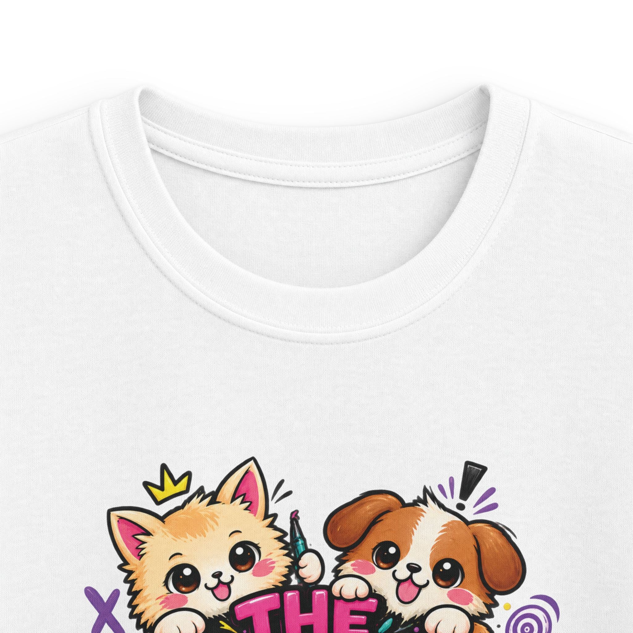 Cute Puppy & Kitten "The Cute Ones Are The Trouble Maker" Graphic Girls T-Shirt