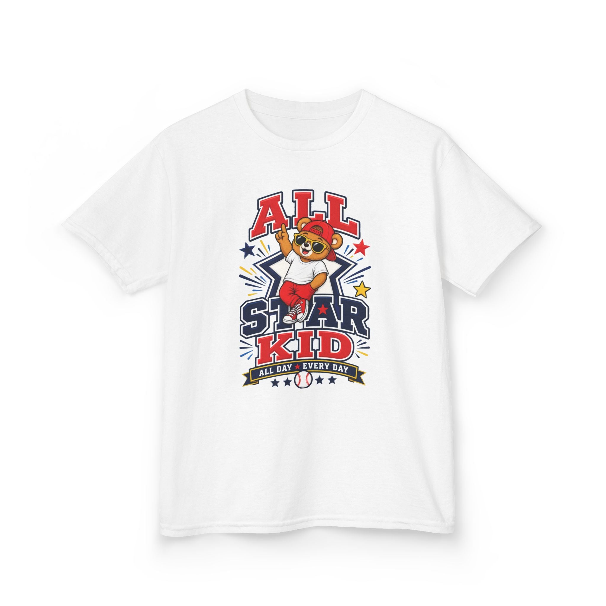 All Star Kid Kids T‑Shirt  Cute Baseball Bear Sports Graphic Tee