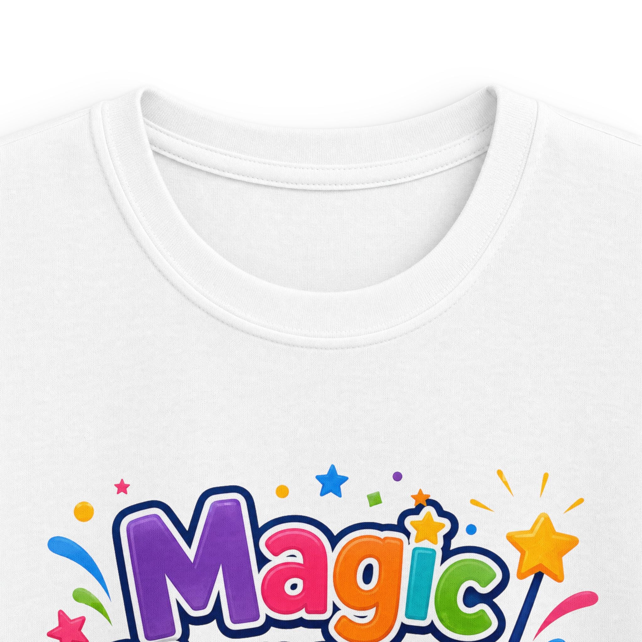 Kids Tee "Magic Happens at Five" Colorful Birthday Shirt