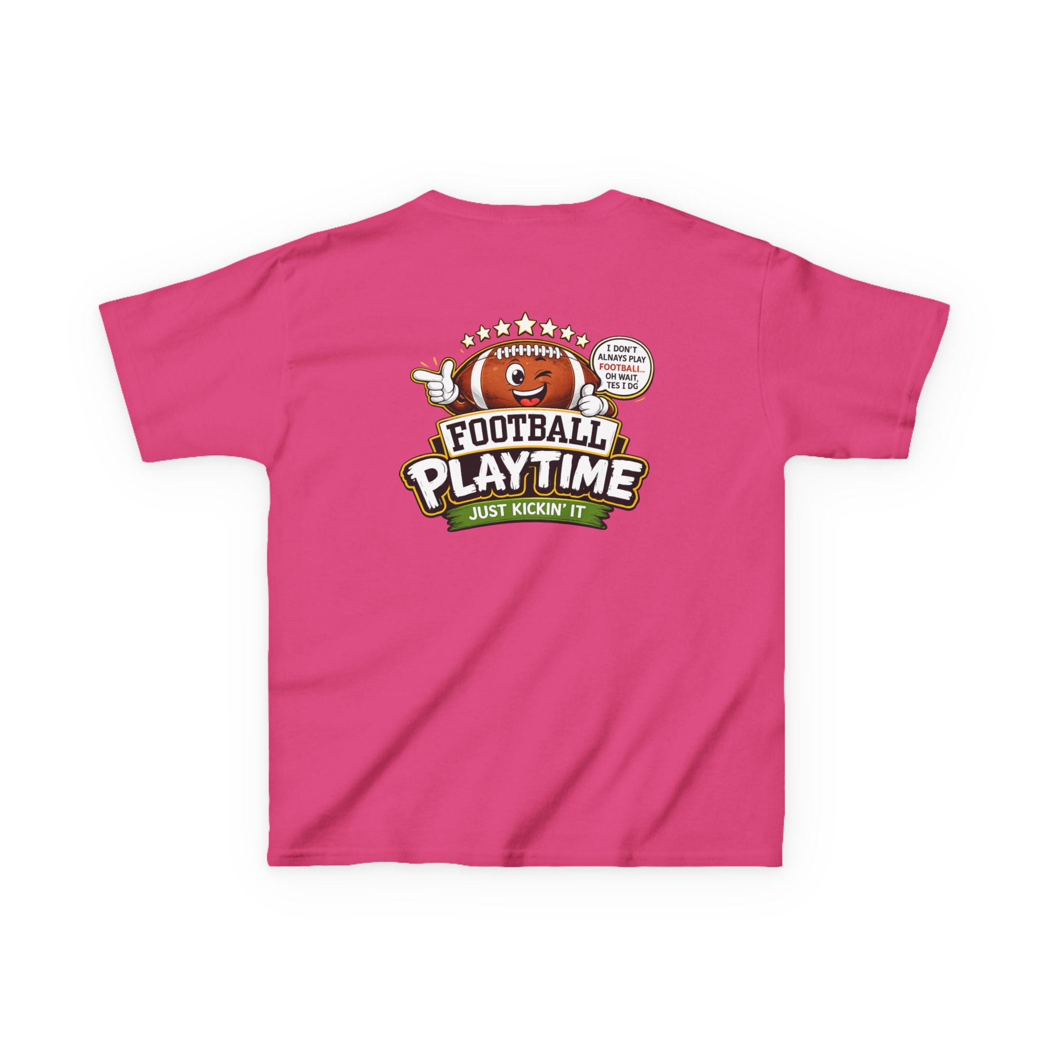Football Playtime – Just Kickin' It | Funny Football Cartoon Mascot sports Graphic Tee