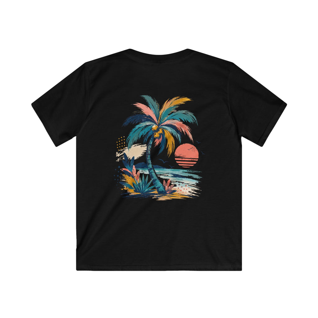Kids Palm Beach T-Shirt Tropical Sunset Beach Tee for Children