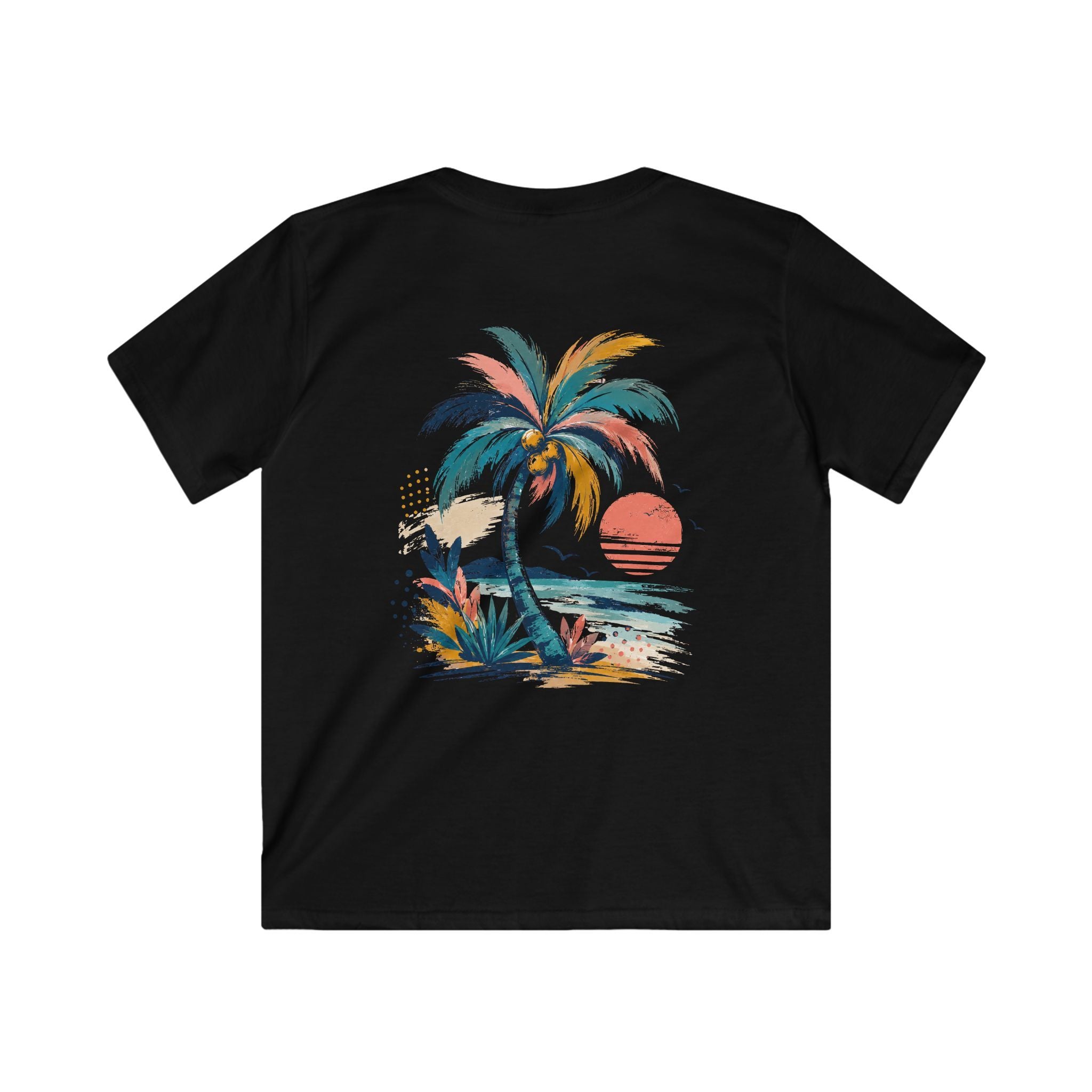Kids Palm Beach T-Shirt Tropical Sunset Beach Tee for Children