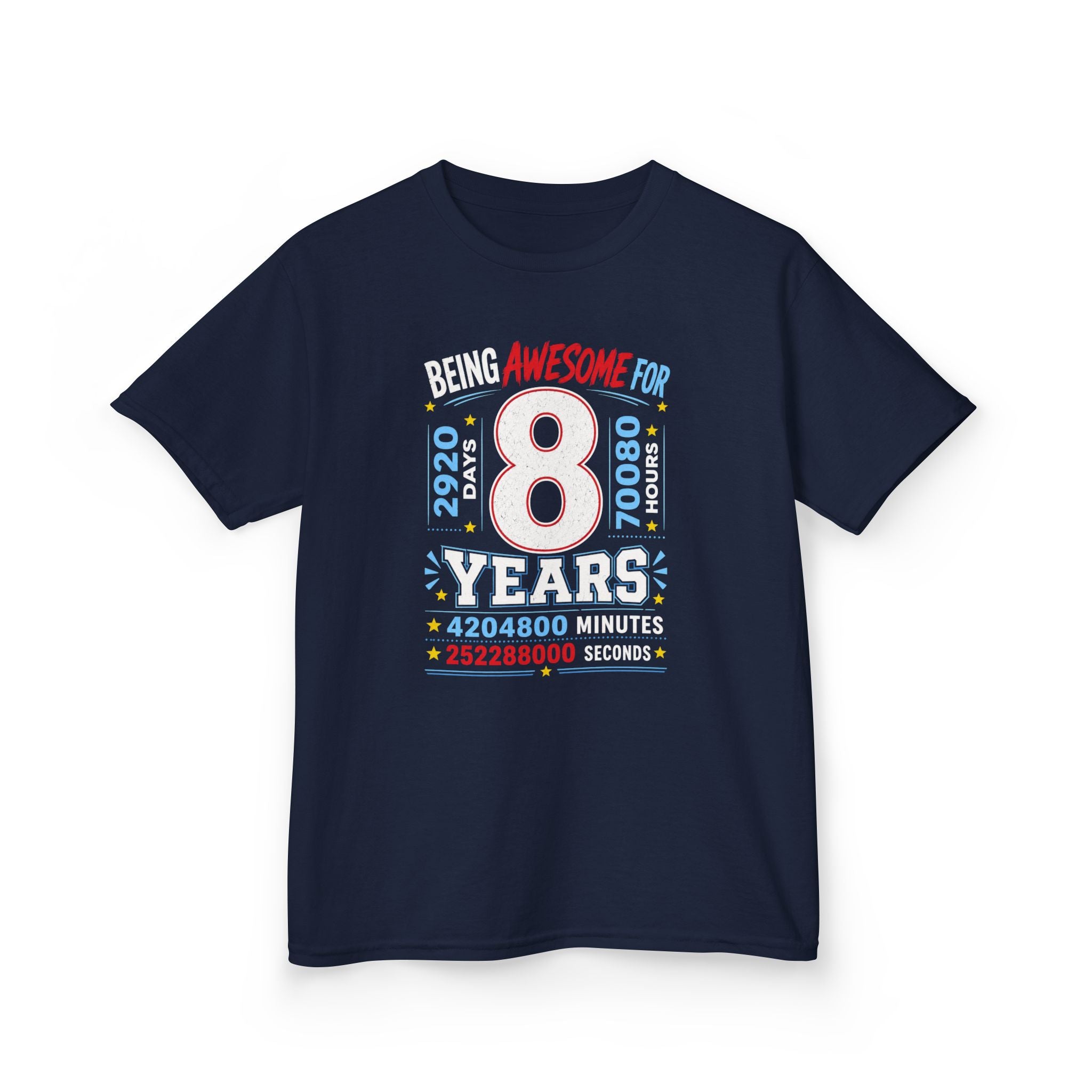 " Being Awesome For 8 Years" Graphic kids Birthday T-Shirt Design