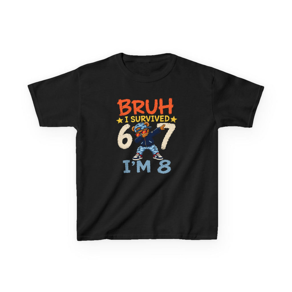 "Bruh I survived 6 7" " I'M 8" Boys Graphic kids Birthday T-Shirt Design