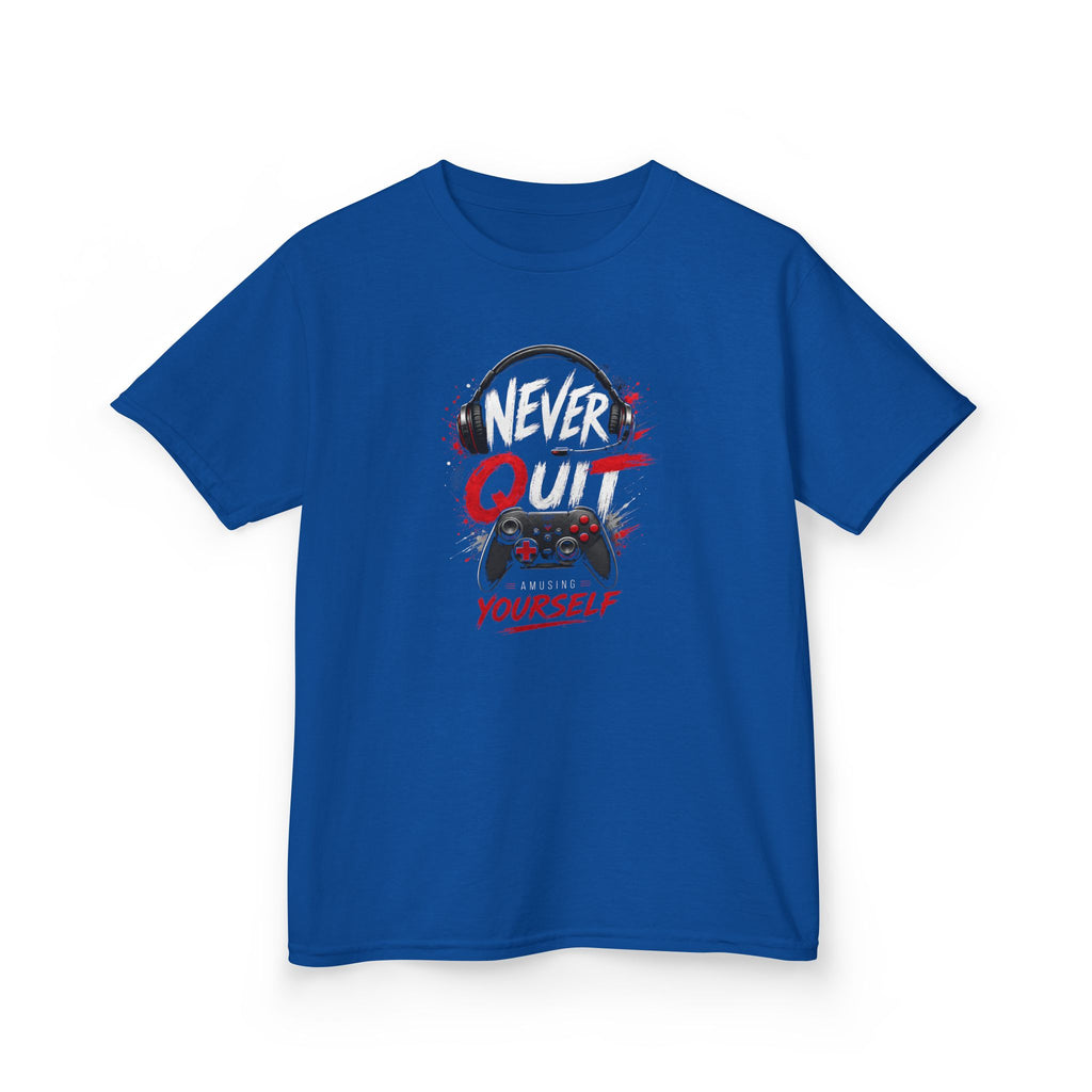 "Never Quit Gaming" Motivational Gamer Controller & Headset T-Shirt Design
