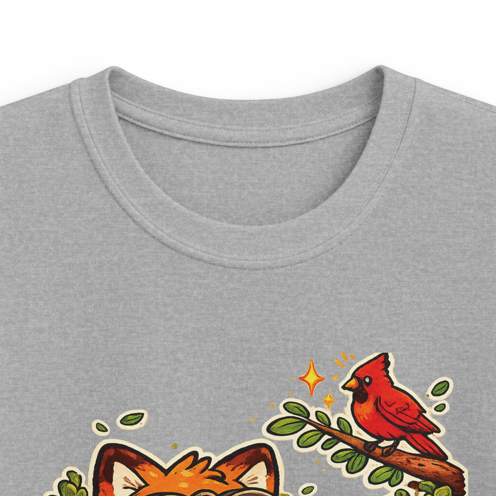 Kids Funny Tee "Always Curious" Fox & Cardinal Graphic design t-shirt