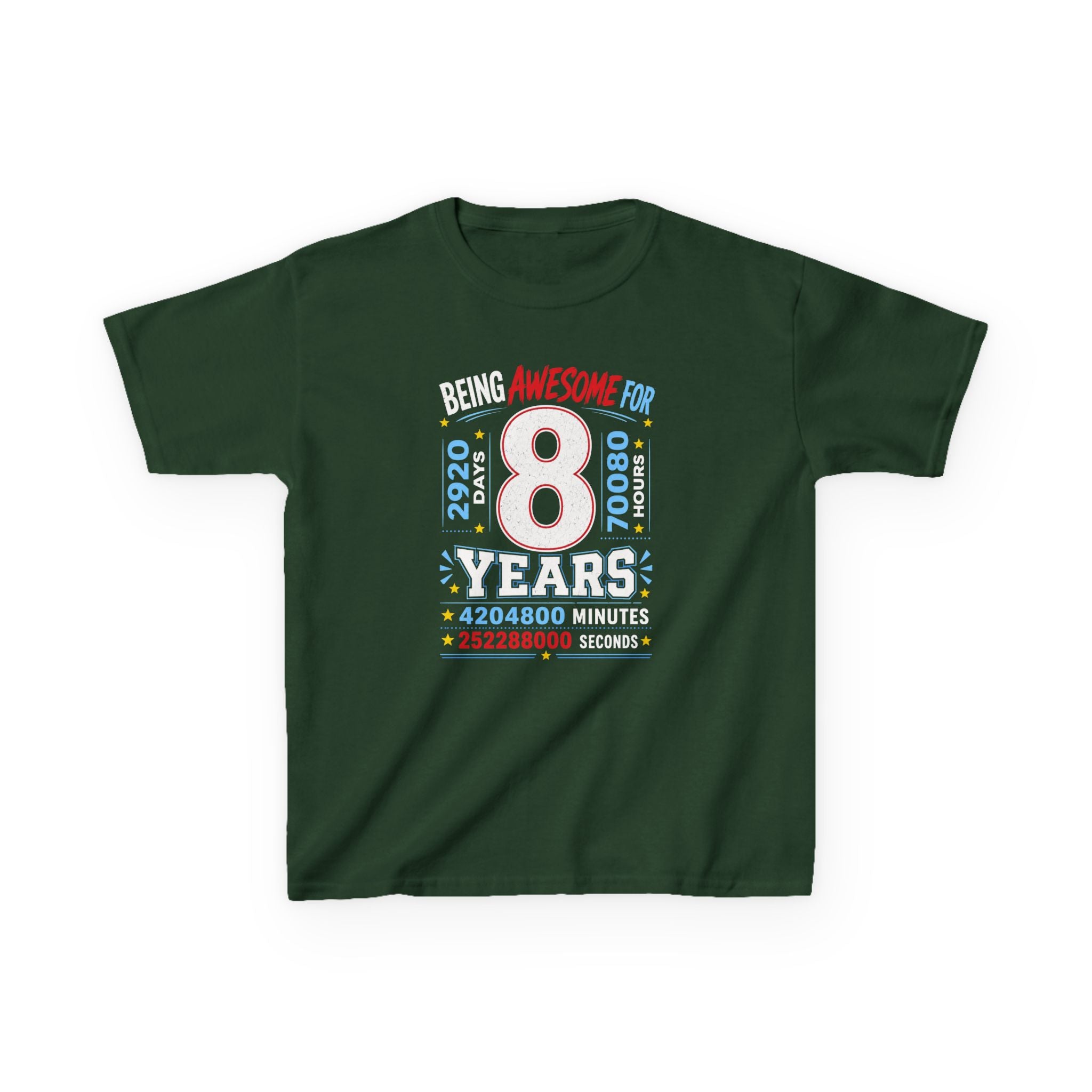 " Being Awesome For 8 Years" Graphic kids Birthday T-Shirt Design